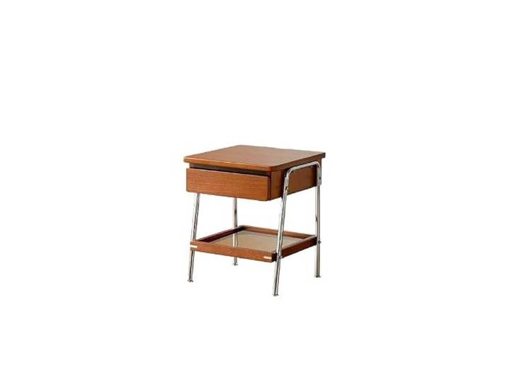 Nachtkästchen Retro-Nachttisch aus Holz mit Metallrahmen Einzelne Schublade und unteres Regal, praktische Aufbewahrung for Schlafzimmerutensilien