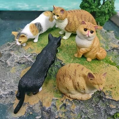 Inspire Select CozyPaws Lying Orange Cat Figurine Cute Mini Pet Desktop Decor For Home & Office pl127 3133