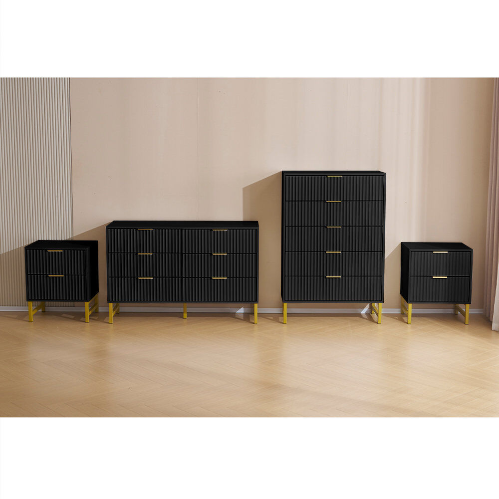 Canora Grey Audreona Piece Bedroom Set Black Ottoman