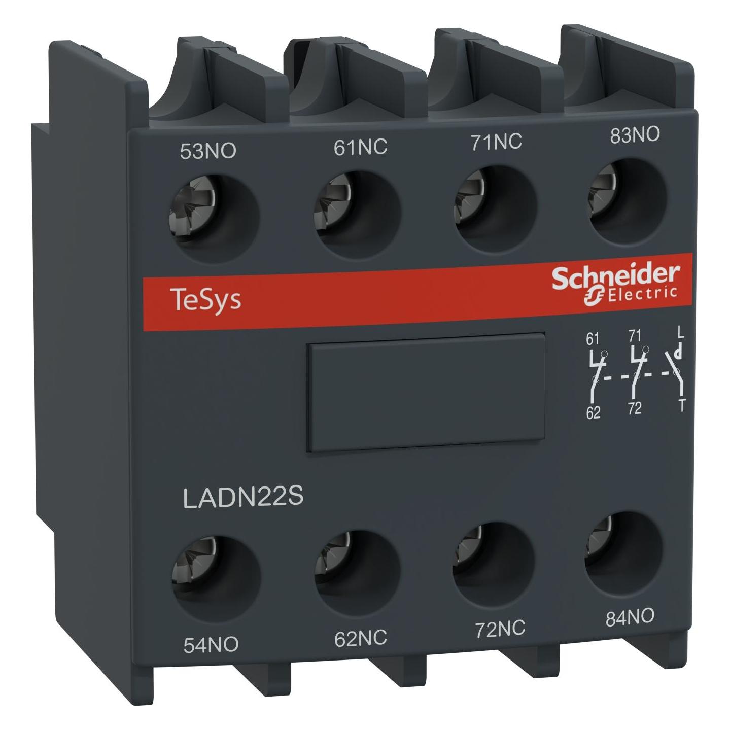 Schneider Electric Red Safety Cover Auxiliary Block (LADN22S)
