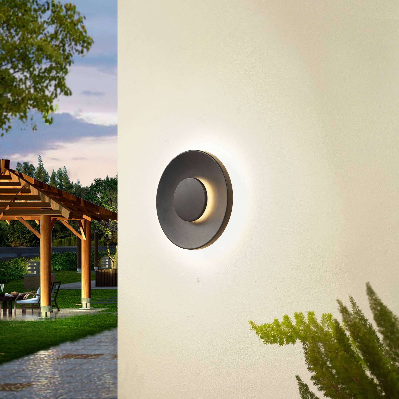 LED Outdoor Wall Light Kayana Lucande, Black, Aluminium, Modern, Outdoor Wall Light