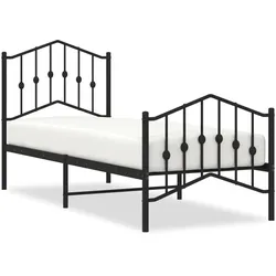 vidaXL Bettgestell mit Kopf- und Fußteil Metall Schwarz 75x190 cm