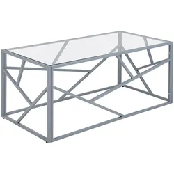 COUCHTISCH Glas silber rechteckig 50/100 cm Orland