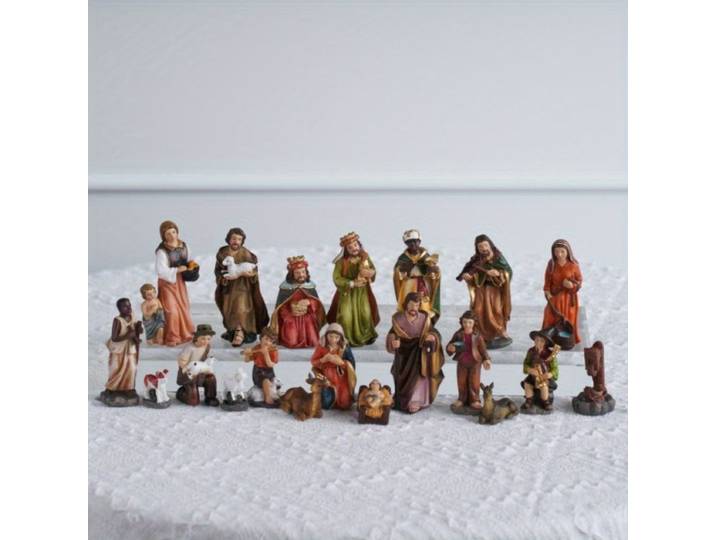 20 pièces/ensemble Christ naissance d'ornement cadeaux scène de la nativité artisanat résine noël mangeoire décoration Figurines catholiques