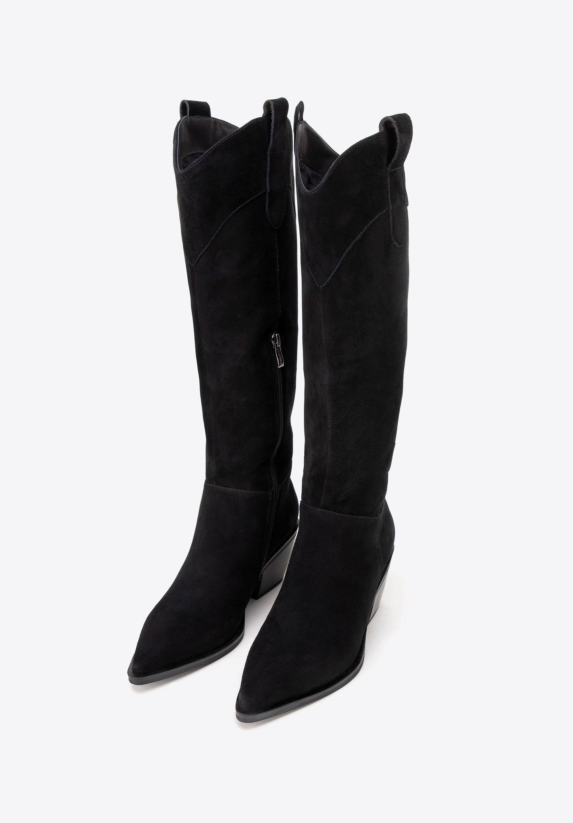 Wittchen Damen-Cowboystiefel aus schwarzem Wildleder