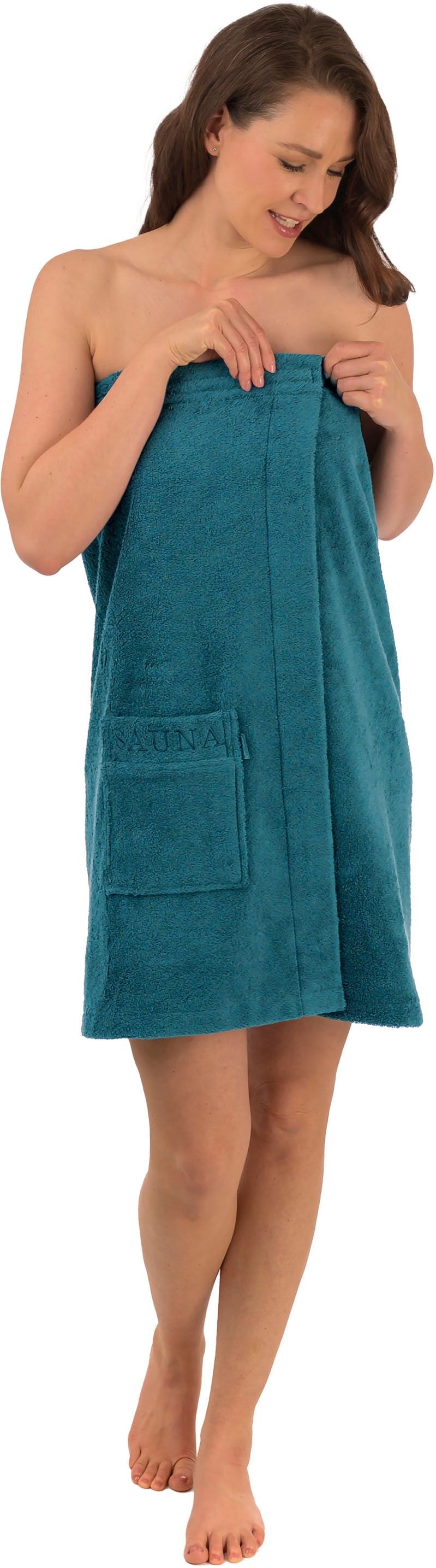 Kilt WEWO FASHION "9537T", blau (petrol), L:75cm, Frottier, Hausmäntel, Kilt, schlingenfest petrol L: 75cm
