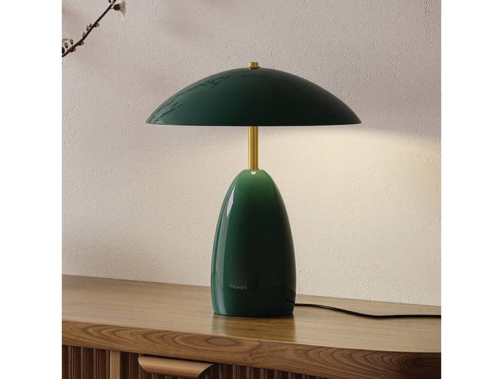 Poppy LED-Tischlampe , grün, Höhe 35 cm Metall dim - Elstead - Wohnzimmer - Vintage - Aluminium - Einflammig