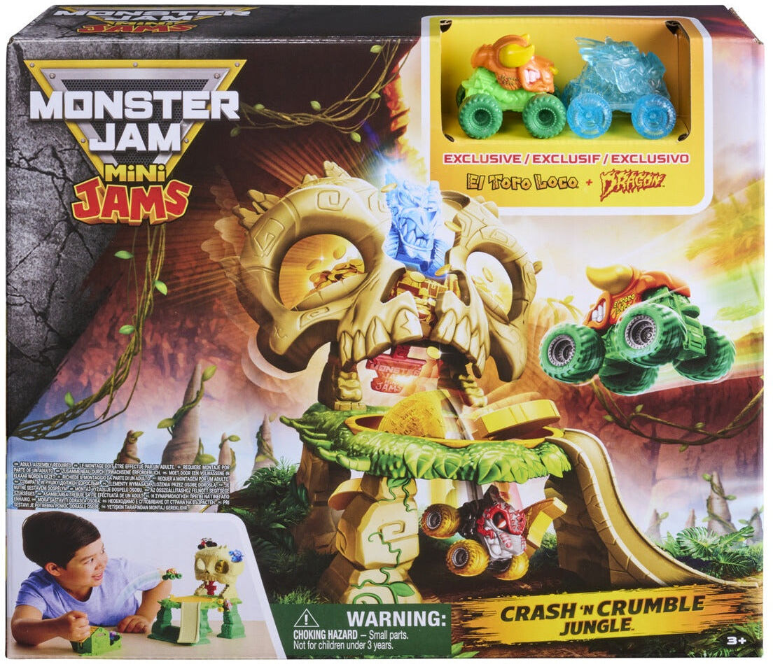 Monster Jam Mini Jams Crash ; Crumble Skull Escape Playset by Spin Master - 1:87 Scale Mini Jam Trucks - Ages 3 and Up - Toy for Kids