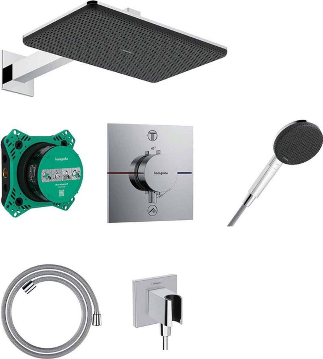 Hansgrohe Raindance alive Q inbouwset 210/340 1jet iBox universal - Hoogglans chroom