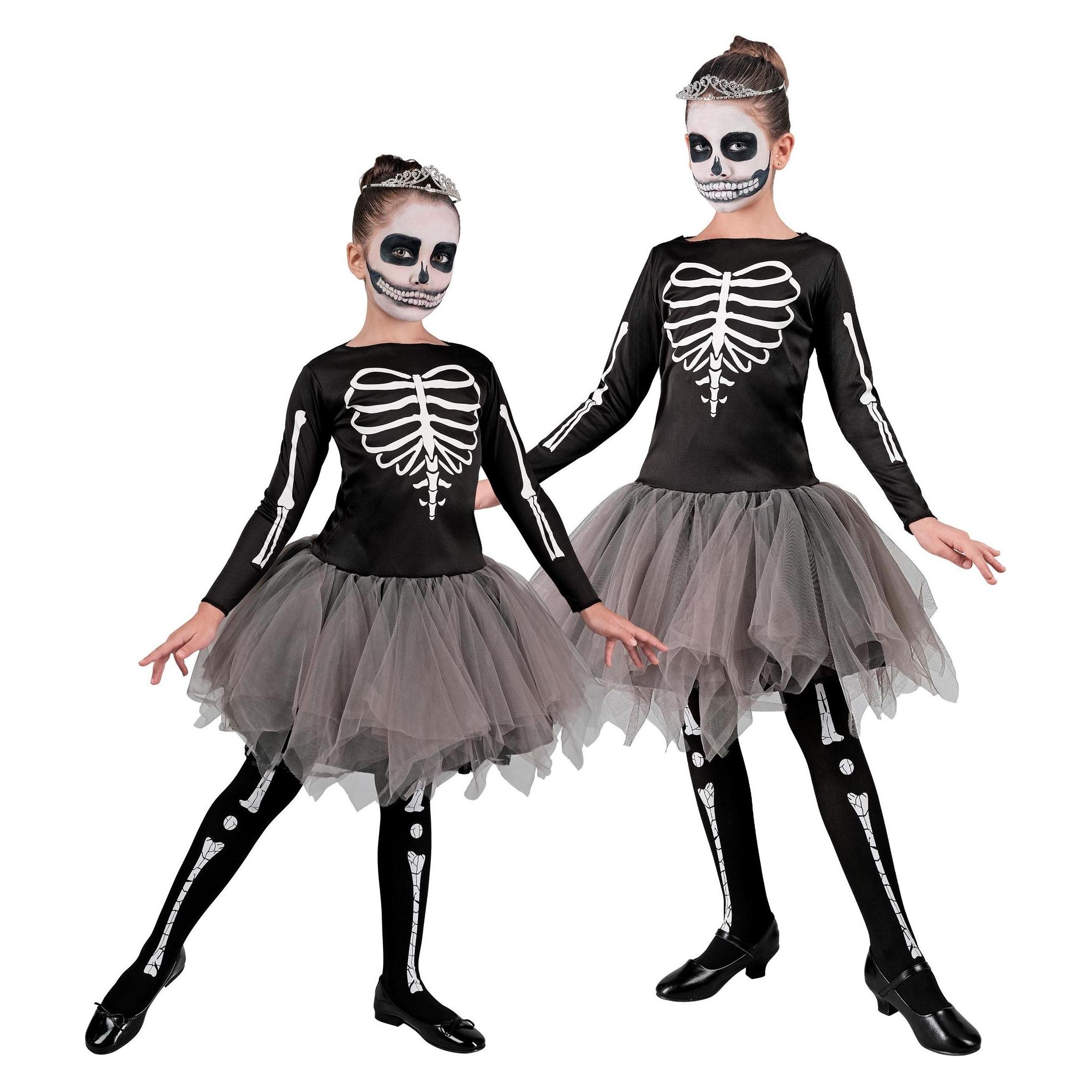 Widmann SKELETON TÄNZERIN (Kleid mit Tutu), 128 cm / 5-7 Years (128) (22216)