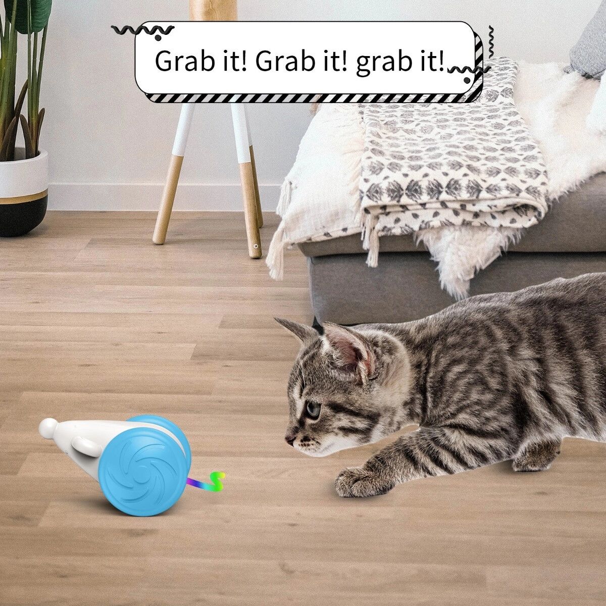 INF Intelligenter interaktiver rollender Haustierball, aufladbares Hundespielzeug aus TPU mit Vibrationsaktivierung Blau