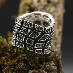 Drachensilber Breiter Ring Schmuck edel aus 925 Silber 56 - Silber;Geometrisch