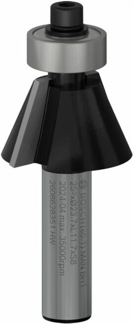 Fraises à chanfreiner / araser 8 mm, D1 23,7 mm, B 5,5 mm, L 12 mm, G 54 mm, 25° ; Bosch (2608628351)