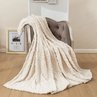 Inspire Curations Thick Sherpa Fleece Throw Blanket beige 100x150cm