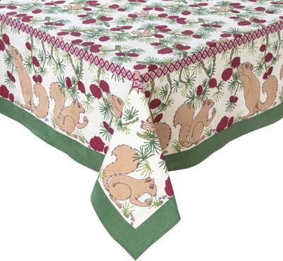 Couleur Nature Squirrel and Pinecone Tablecloth