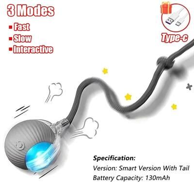 Uplifted Finds Smart Electric Interactive Mouse Imitation Rolling Ball Pet Toy grey