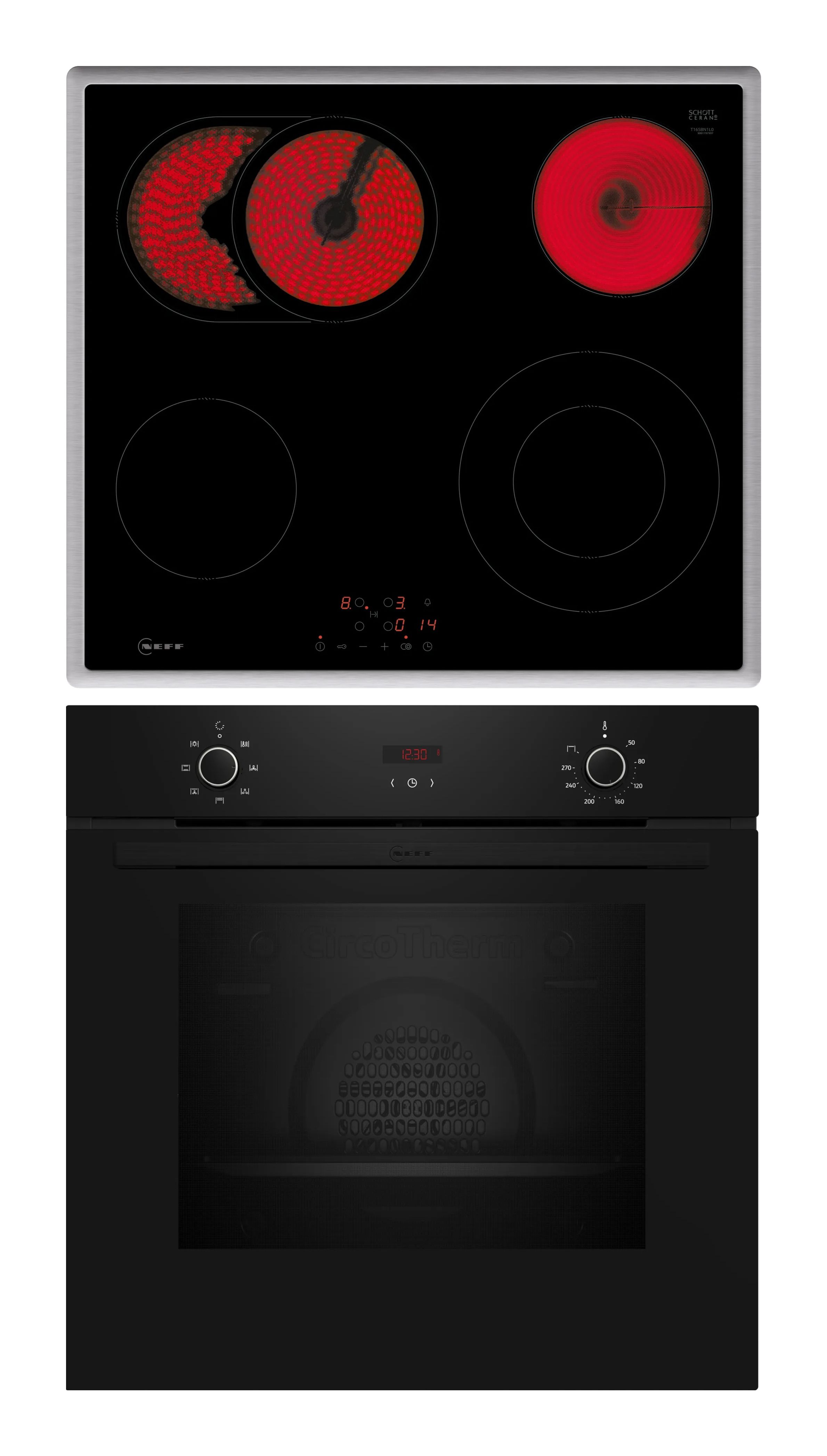 Neff BX36B0 (B1CCC0AK3 + T16SBN1L0) Backofen-Set groß mit autarkem 60 cm Glaskeramik Kochfeld