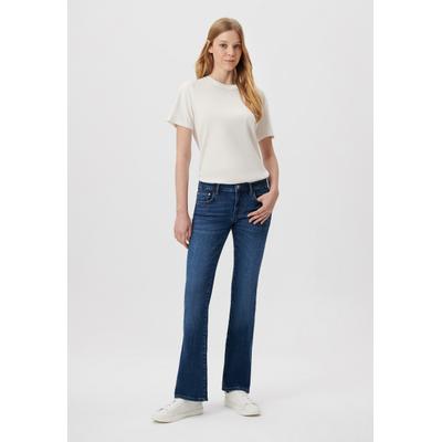 Bootcut-Jeans MAVI "BELLA MID-RISE", Damen, Gr. 30, Länge 30, blau (schwarz brushed str), 80% Baumwolle, 18% Polyester, 2% Elasthan, bootcut fit lang, Jeans, Bootcut Jeans