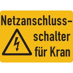 Warnschild, Netzanschlussschalter für Kran, Folie - ISO 7010 - 105x74 mm Folie selbstklebend