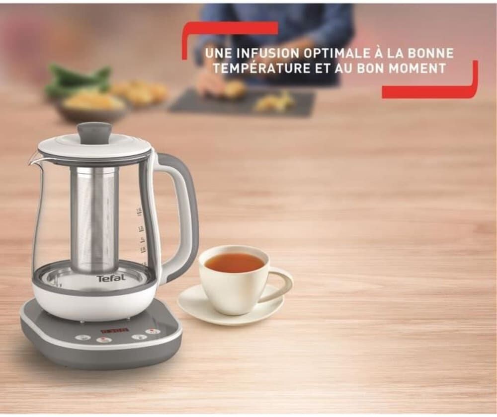 tefal Machine à thé en verre 1,5 l, 8 réglages, panier à thé amovible inox Multicolore 10x1x10cm