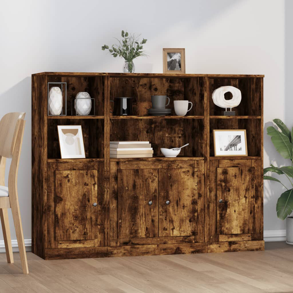 Latitude Run Oxly Display Cabinet Smoked Oak 103.5cm H X 132cm W X 35.5cm D