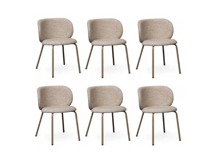 6er Set Esszimmerstühle Nanna - Stoff Beige