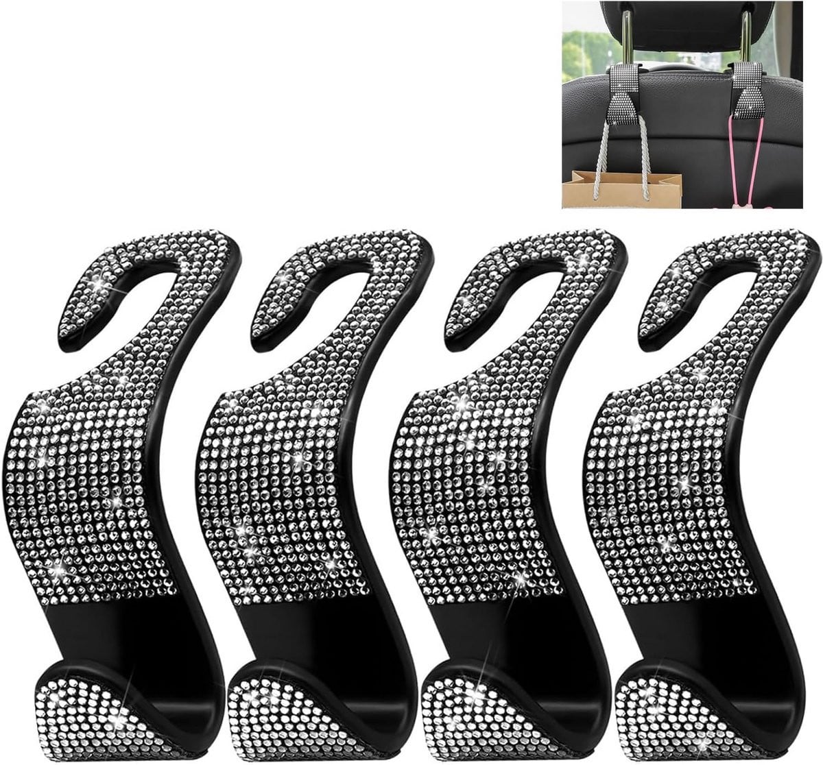 Universele Auto Hoofdsteun Haken - 4 Stuks Luxe Zitting Organizers voor Tassen en Jassen