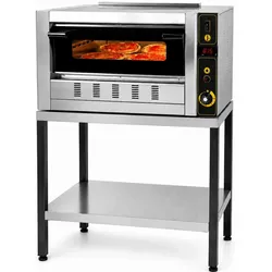 Professioneller Gas-Pizzaofen für 4 Pizzen Ø 30 cm mit Untergestell. Pizzaofen für die Gastronomie mit Schamottstein für Pizzerien.