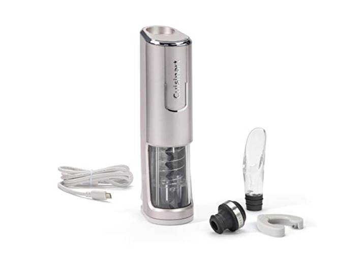 Cuisinart RWO100E Draadloze 4-in-1 Wijnopener, Elektrische Wijnopener, Kurkentrekker, Inclusief Foliesnijder/Decanteeropzetstuk/Vacuümsluiter
