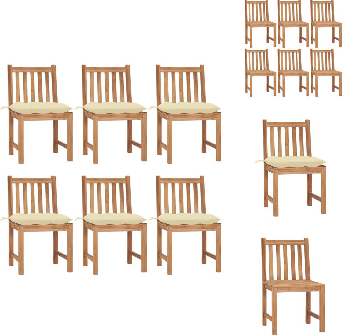 vidaXL Gartenstühle 6 Stk. mit Kissen Massivholz Teak - Gartenstühle