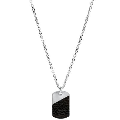 Kette mit Anhänger FIRETTI "Schmuck Geschenk Halskette Dog Tag", schwarz (edelstahlfarben, schwarz), Halsketten, Herren, Edelstahl, L: 55 B: 3mm, B:3mm