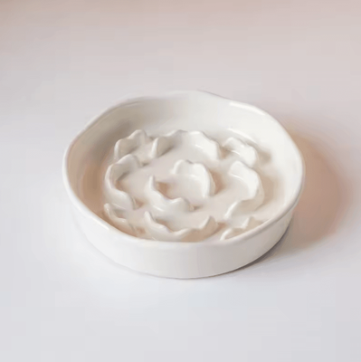 Inspire Curations ElevaBite Ceramic Slow Feeder Pet Bowl white 2