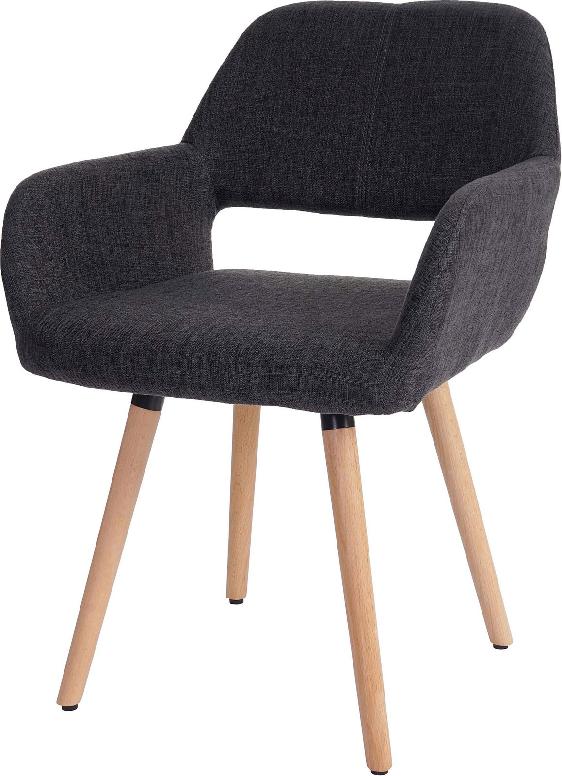 Mendler Eetkamerstoel HWC-A50 II, Retro Design, Donkergrijs Textiel, Lichte Poten