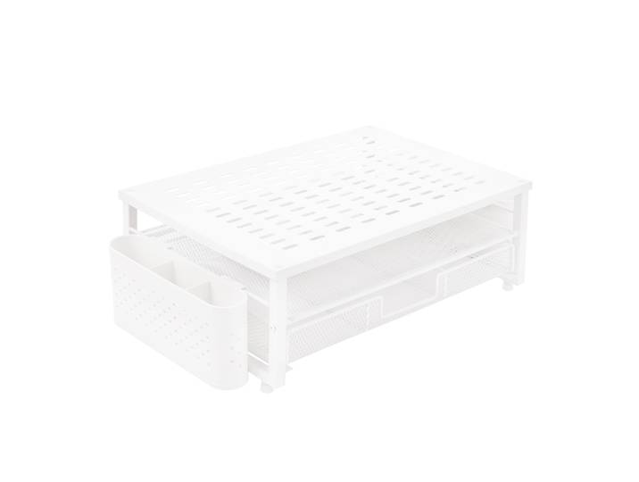 Monitorständer mit Schublade und Stiftehalter 49 x 25 x 15 cm weiss