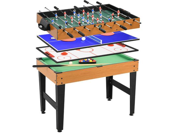 Multigame Spieletisch 4 in 1, Partyspieltisch mit Tischtennis Stahl, Naturfarben, Spielzeug, Sonstiges Spielzeug