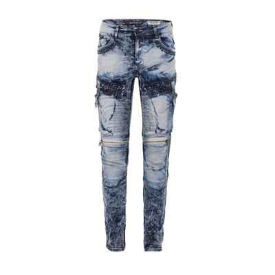 Bikerjeans CIPO & BAXX "Cipo & Baxx Jeans", Herren, Gr. W29/L32, Länge 32, blau, Obermaterial: 98% Baumwolle CO. 2% Elasthan EL., uni, regular fit, Jeans, Mit Ripp-Details, CD494