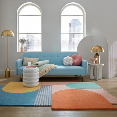 Teppich FLAIR RUGS "LOZENGE", bunt (leuchtend bunt), B:120cm H:10mm L:180cm, Wolle, Teppiche, Teppich, Kurzflor, Retro Muster