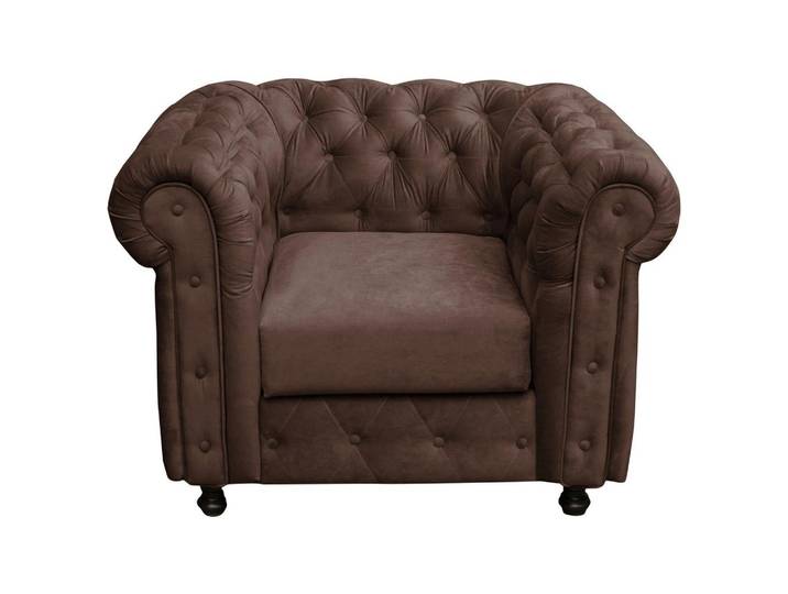 Chesterfield-Sessel Cardiff Samtbezug Braun