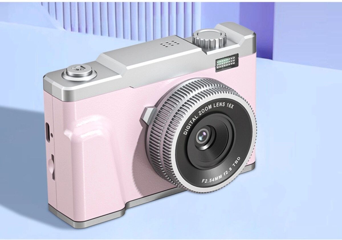 INF 4K Digitalkamera CCD für Selfie & Video, Dual-Lens vorne & hinten, 2.4 inch Farbdisplay, 8X digitaler Zoom, USB Type-C Laden Rosa