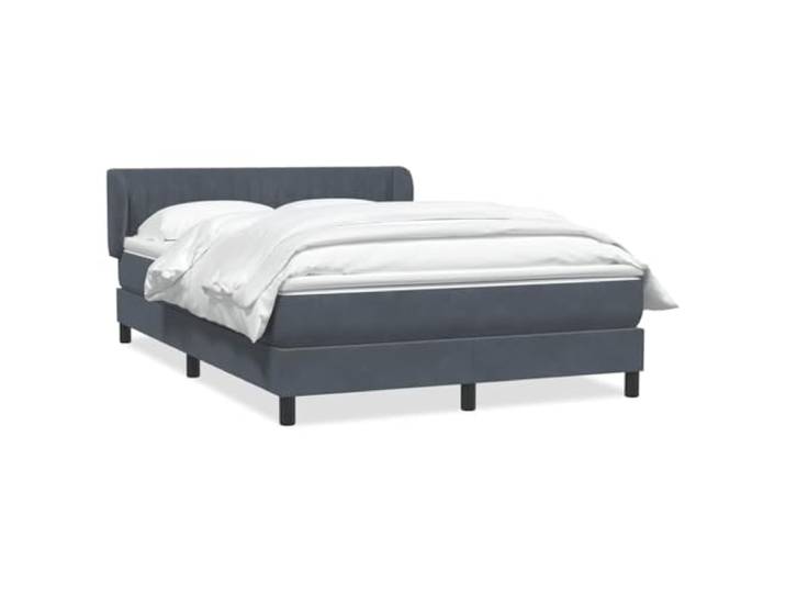 hliofuir Boxspringbett mit Matratze Samt Dunkelgrau 160x210 cm Komplettes Doppelbett fürs Schlafzimmer mit höhenverstellbarem Kopfteil, Taschenfederkernmatratze und Topper.
