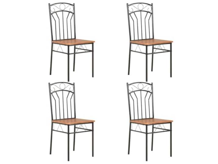KUTYWEXFM Esszimmerstühle 4er Set Braun Modern Metall MDF Küchenstühle Ergonomische Stühle im Industrie-Design mit robuster MDF-Sitzfläche und Stahlgestell für Küche und Esszimmer.