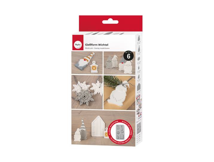 Silikon Giessform Wichtel, 14,5x26x1cm, 6 Formen, Box 1Stück