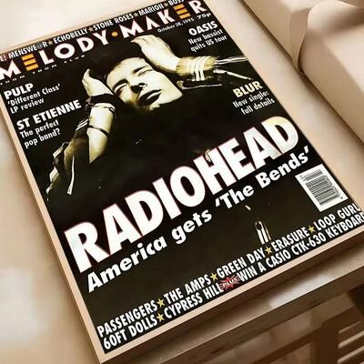 Uplifted Finds Radiohead Classic Rock Band Poster   Vintage Alternative Indie Wall Art   High Definition Retro Music Room Decor 14 57 X 80 Cm No Frame