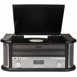 DENVER MRD-51 – Retro Musikcenter mit Plattenspieler, DAB+, Kassette, CD & USB