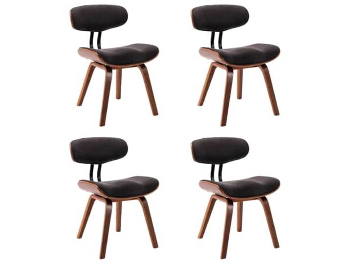 Fisinber Esszimmerstühle 4er Set Grau Gepolsterte Küchenstühle Bugholz Ergonomische Formgebung mit weichem Baumwoll-Mischgewebe für gemütliche Stunden im Essbereich und der Küche.