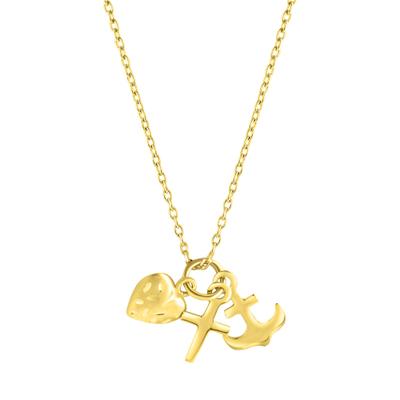 Kette mit Anhänger "375/- Gelbgold Glaube,Liebe,Hoffnung", gelb, FASCINATION BY ELLEN K., Halsketten, Damen, 45cm, Gold, L: 45, glänzend