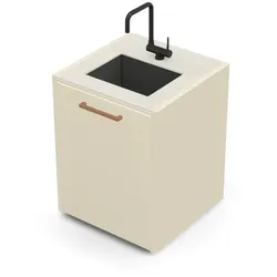 Brabura CT 60 Waschbeckenmodul - Iron Frost / Perle Blanche / Holzgriff