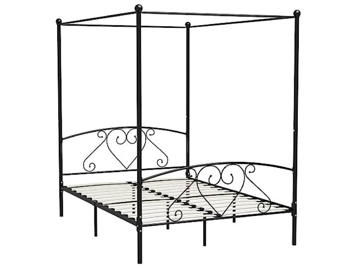 vidaXL Himmelbett Bett Bettgestell Doppelbett Metallbett Bettrahmen Lattenrost Schlafzimmerbett Schlafzimmermöbel Ehebett Schwarz 140x200cm