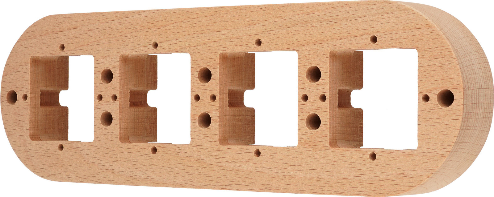ADAKAT Retro houten wandlijst 4-vaks in naturel beuken voor wandmontage