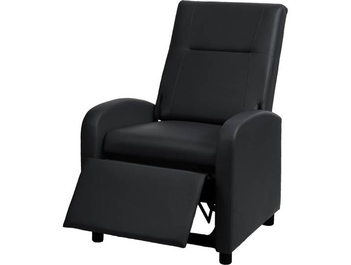 Fauteuil de télévision HWC-H18\, Fauteuil de relaxation chaise longue\, similicuir pliable 99x70x75cm ~ noir